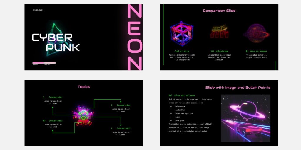Шаблон для презентации «Неоновый киберпанк»