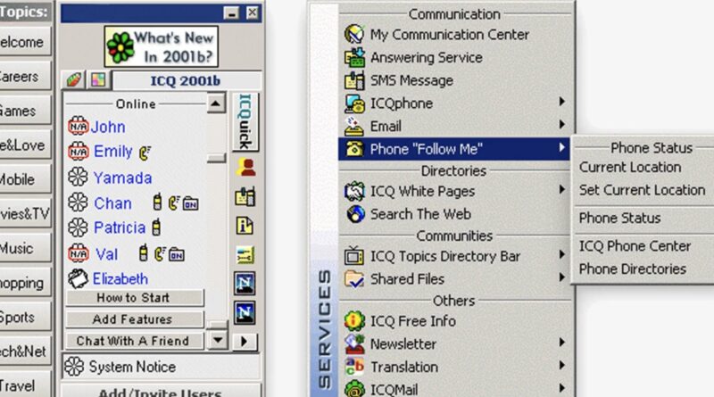 Интерфейс ICQ 2001b