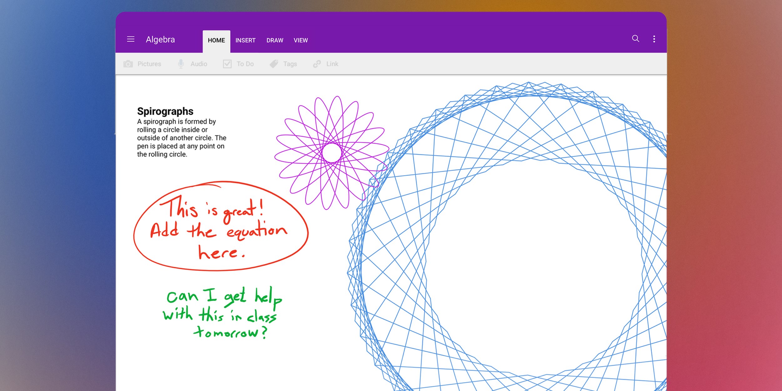 Приложения для конспектов на планшете: OneNote 