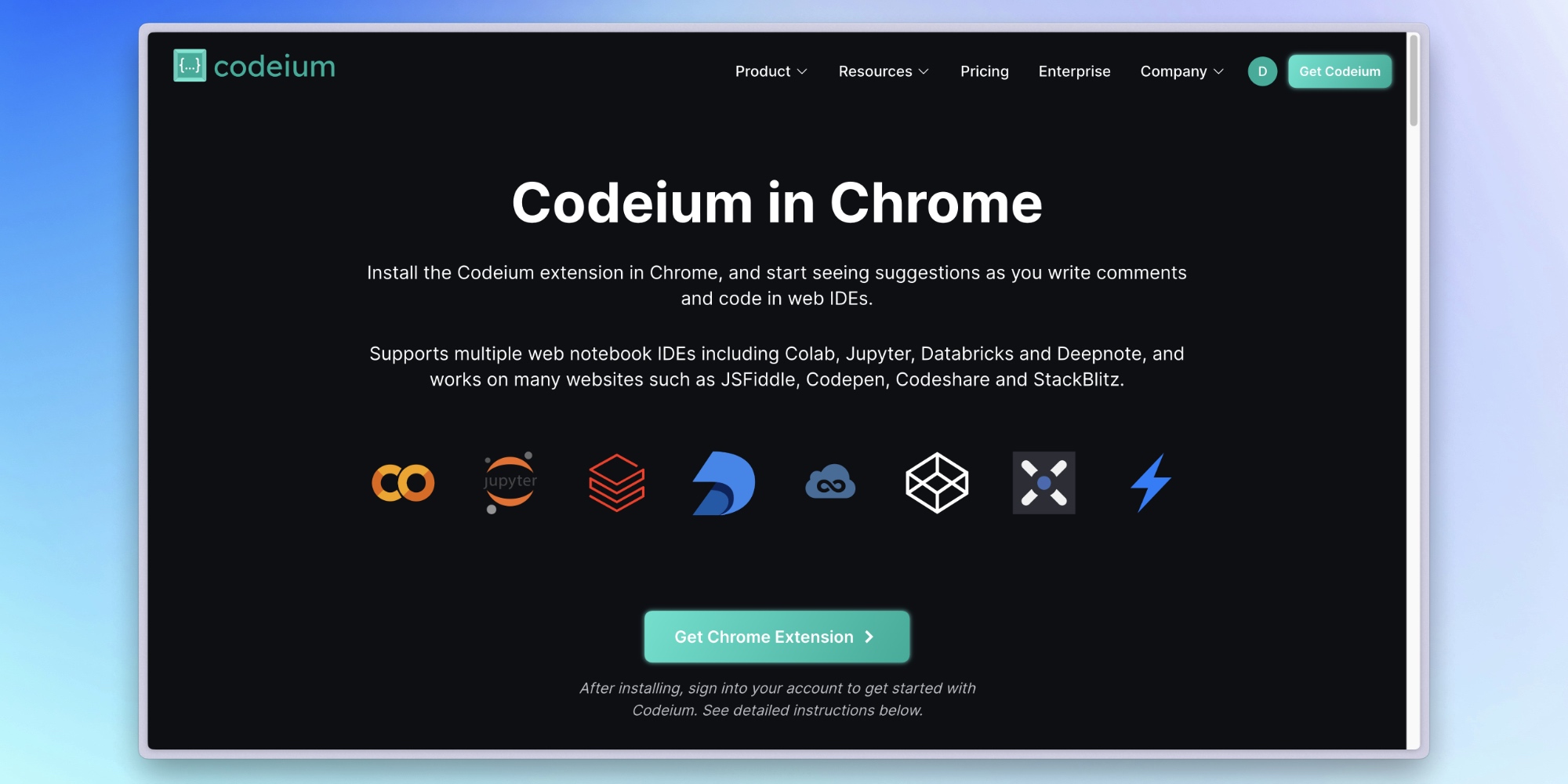 Установка расширения Codeium для Google Chrome