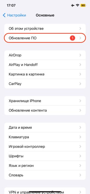 Переходите в «Настройки» → «Основные» → «Обновление ПО»