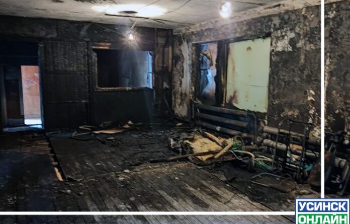 Сегодня ночью в Усинске горело бывшее общежитие
