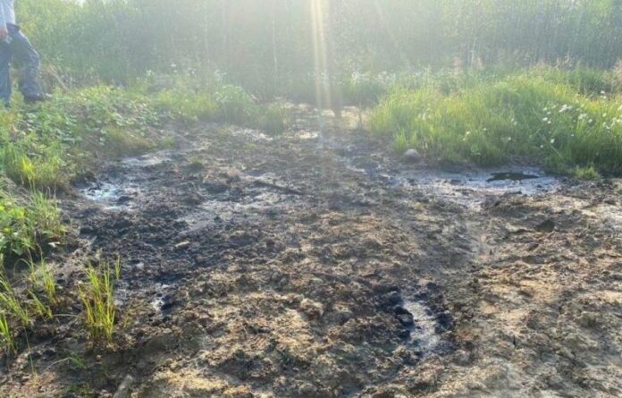 В Усинске обнаружили слив нефтесодержащей жидкости