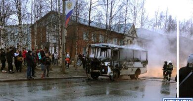 В Усинске сгорел автобус